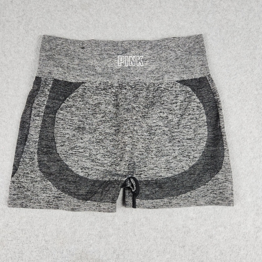 PINK Sport Shorts Women Large Gray Seamless High Rise‎ Marled Booty Gym Workout